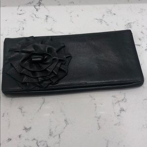 Tarnish - Classic Black Clutch with flower detail